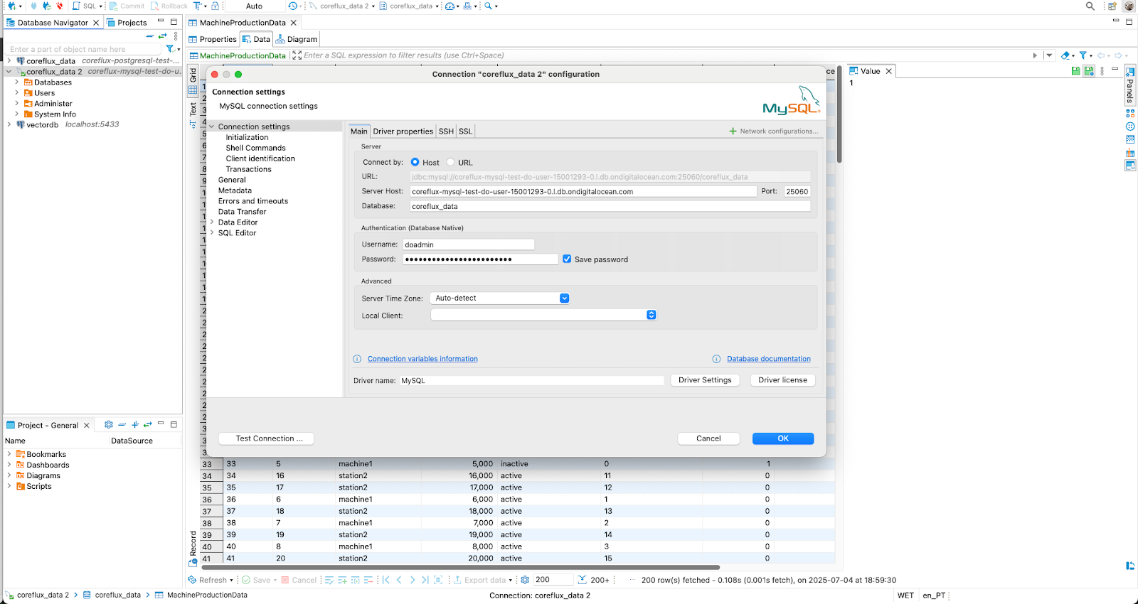 Testing MySQL connection in DBeaver